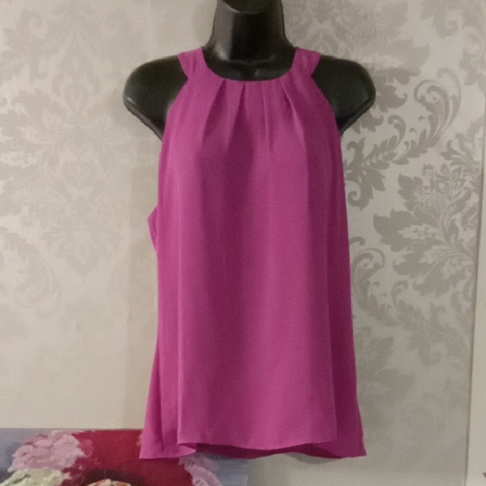 Violet & Claire Pink Pleated Sleeveless Tank Top